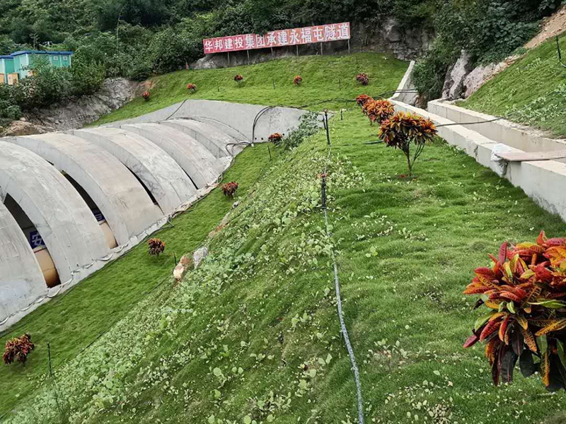 桂柳5標永福屯隧道鏤空式明洞洞口綠化工程，實施精細化施工